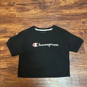 Champion Black Logo Crop Tee